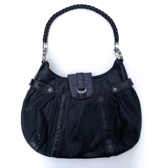 Brighton Black Leather Shoulder Hobo Bag - Picture 1 of 6